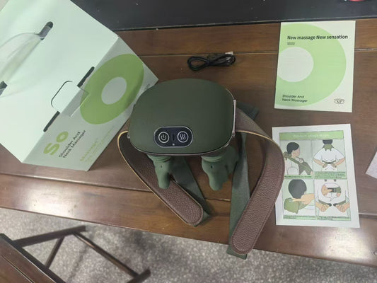 DEMVRA 4D Bionic Neck and Shoulder Massager in Olive Green, unboxed